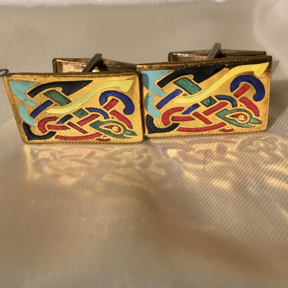 Vintage Gold-Toned Cuff Links Marked Made in Ireland